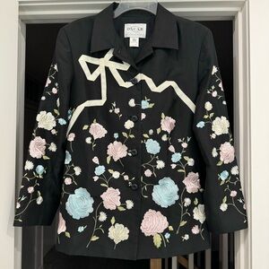 Oscar de la Renta Black Floral Blazers & Suit Jackets